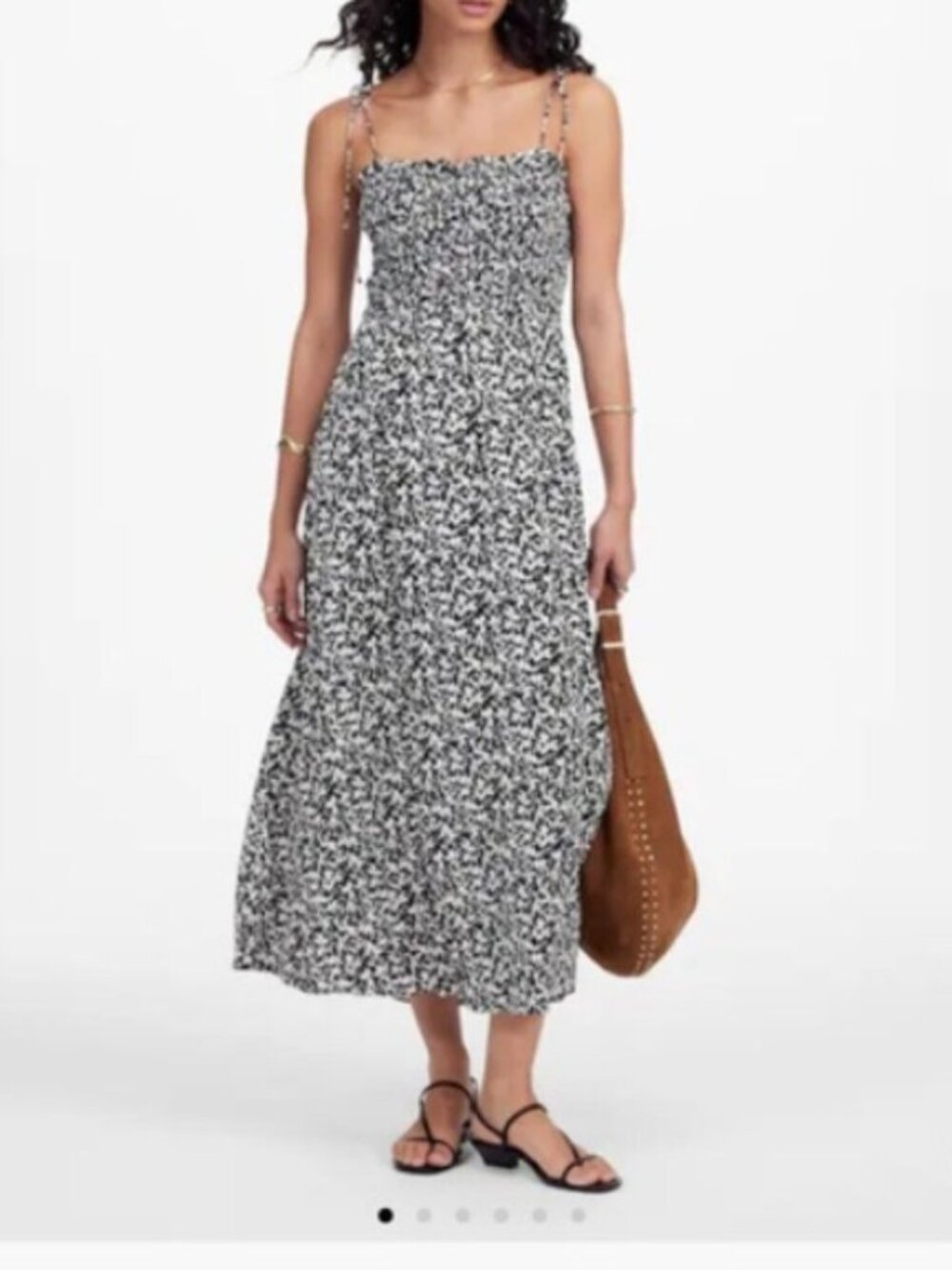 Madewell Tie Shoulder Midi Dress in Smocked Floral
